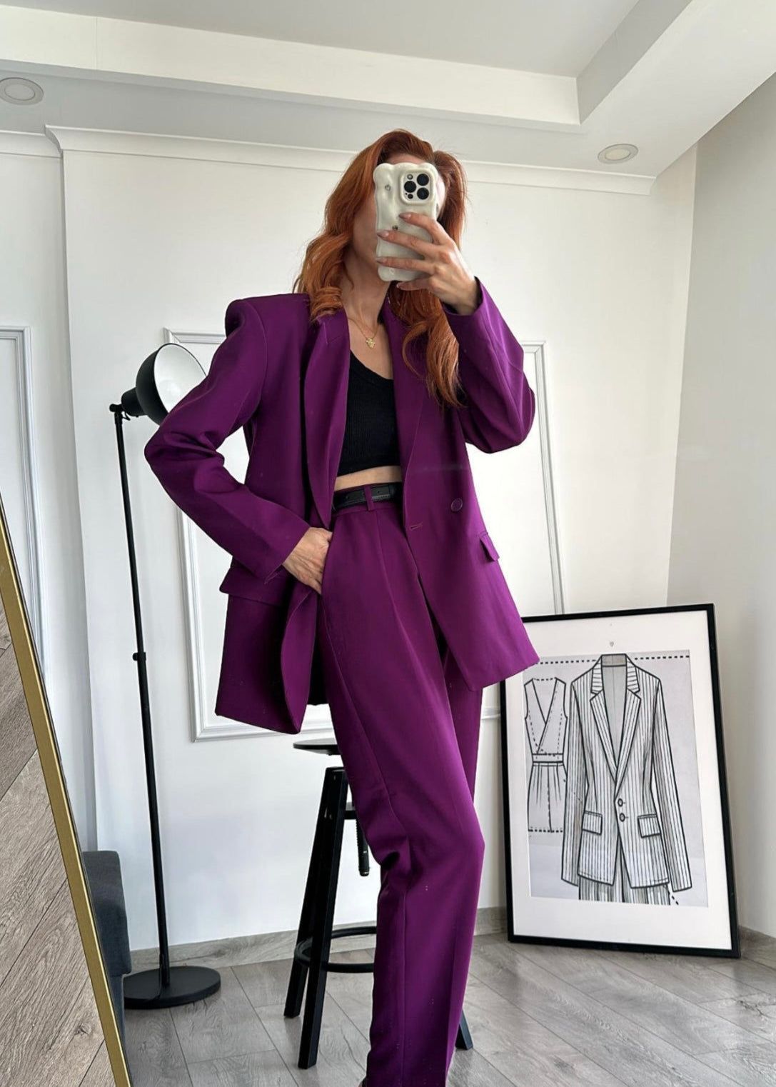 Ensemble tailleur / Veste croisée - Prune