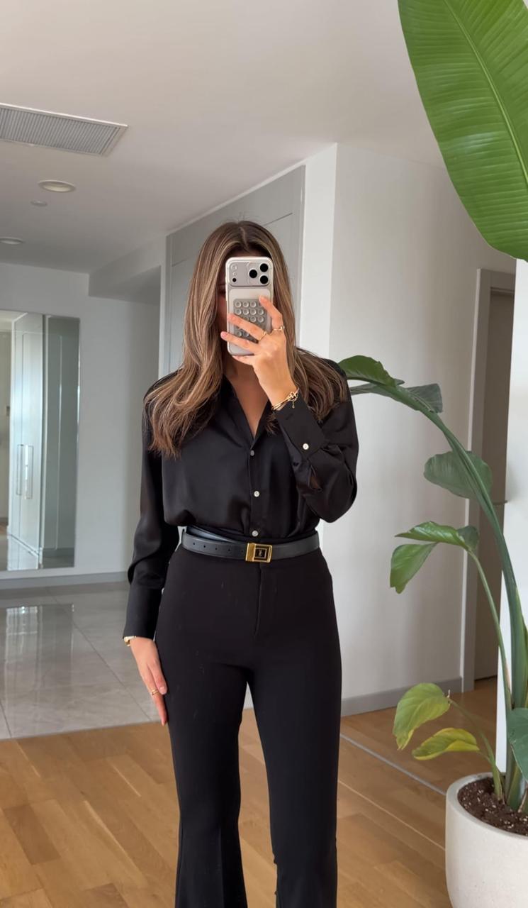 Chemise satiné - Noir