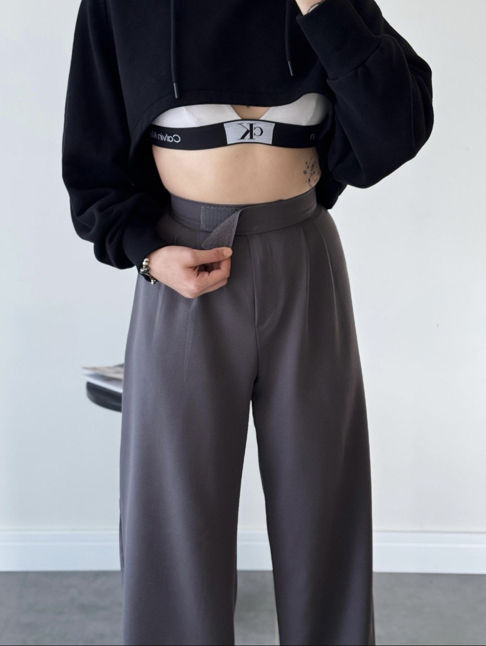 Pantalon Palazzo avec Scratch - Gris foncé