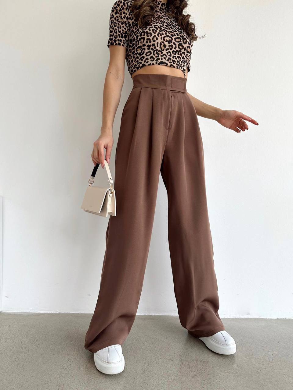 Pantalon Palazzo avec Scratch - Marron