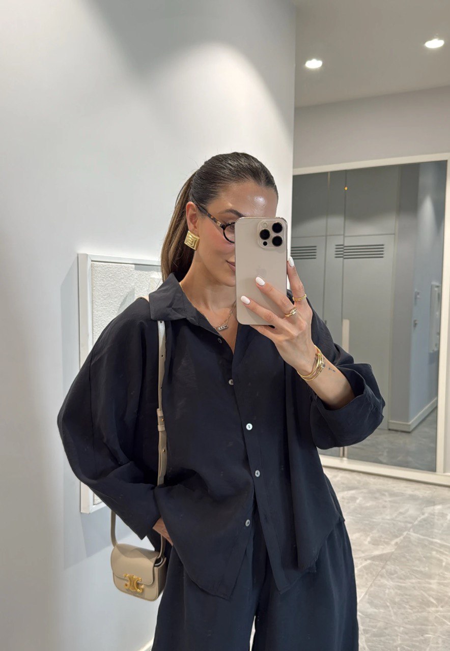 Ensemble Chemise Oversize & Pantalon Ample Noir