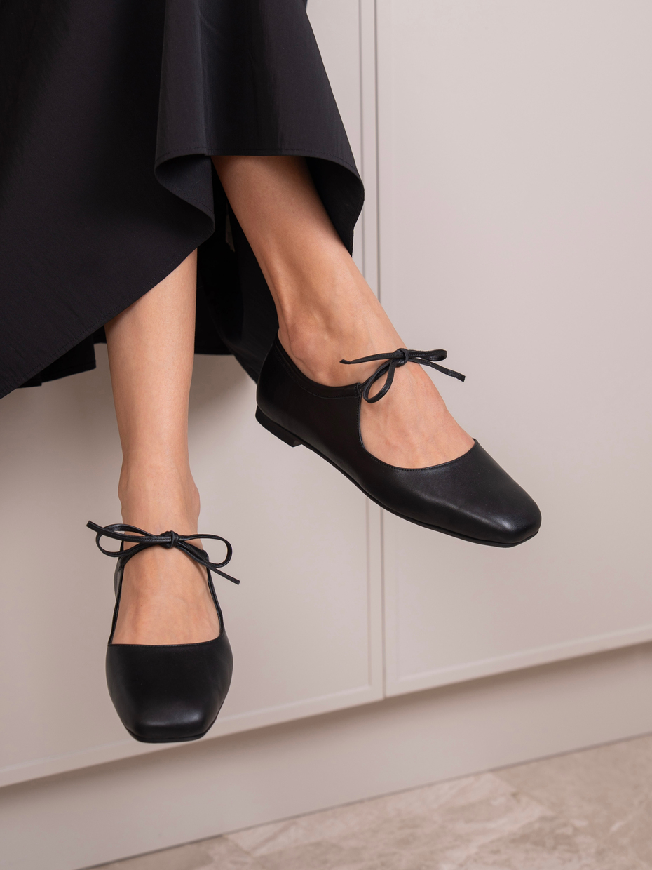 Ballerines Camille Noir femme, cuir lisse