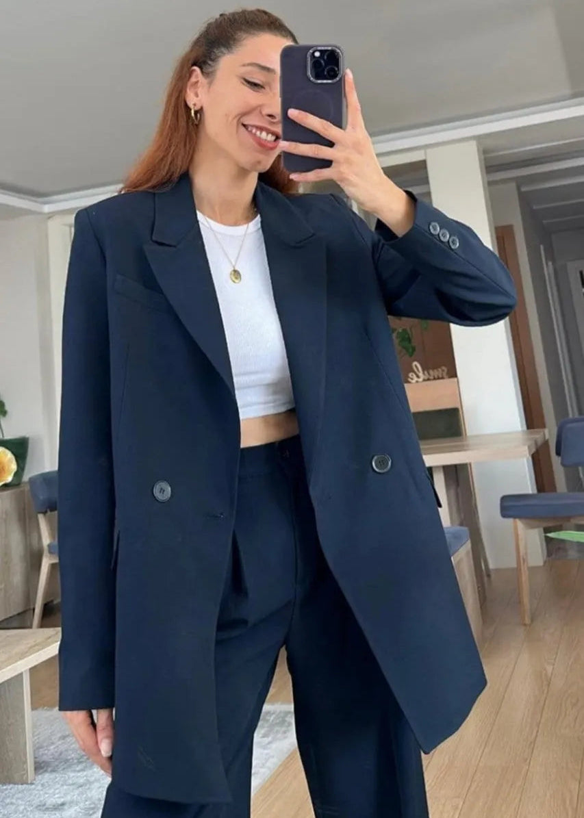Ensemble tailleur à veste croisée - Vert foncé