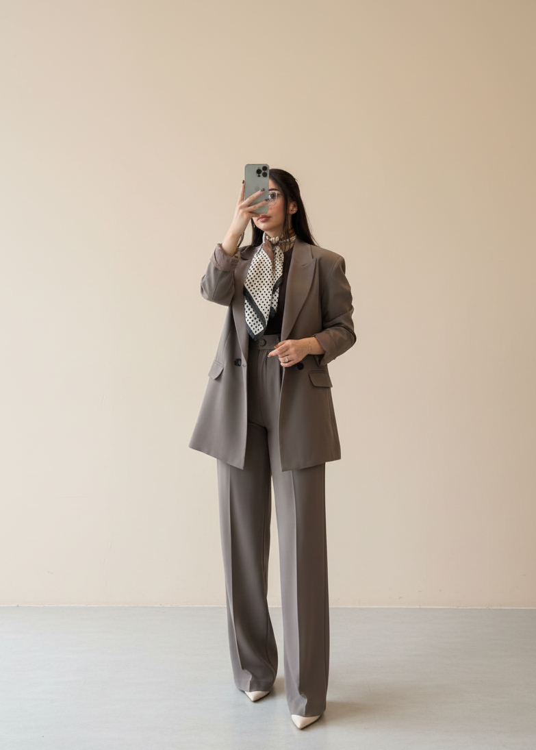 Ensemble tailleur / Veste croisée - Taupe
