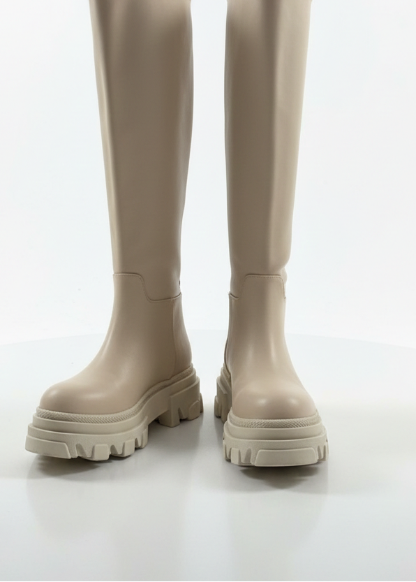 Bottes Hautes à semelle Épaisse - Beige