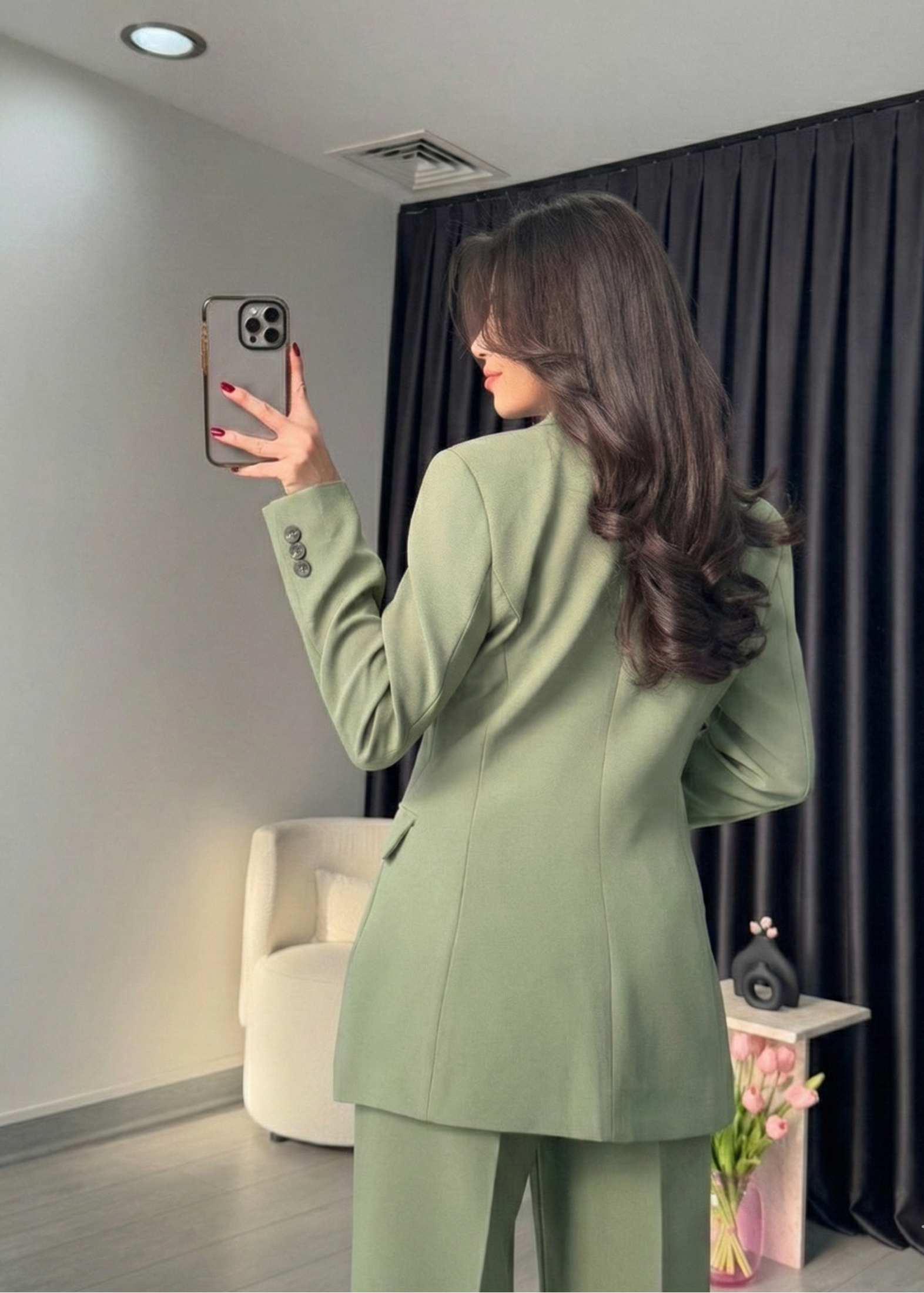 Ensemble tailleur épure - Kaki clair