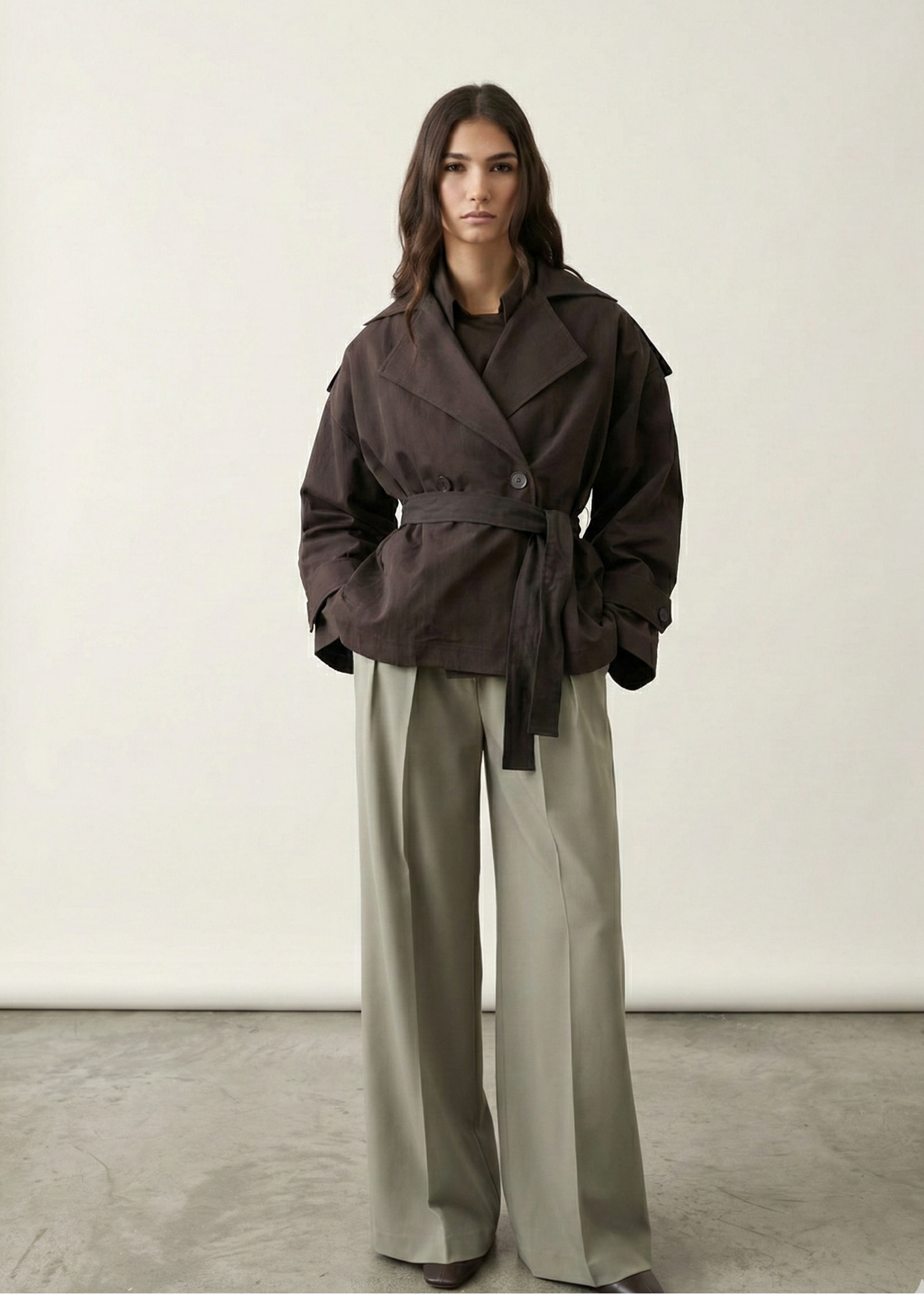 Trench Court Ceinturé - Marron