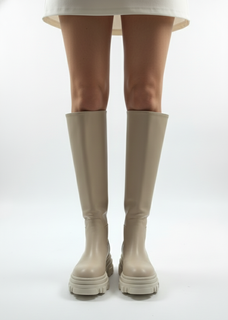 Bottes Hautes à semelle Épaisse - Beige
