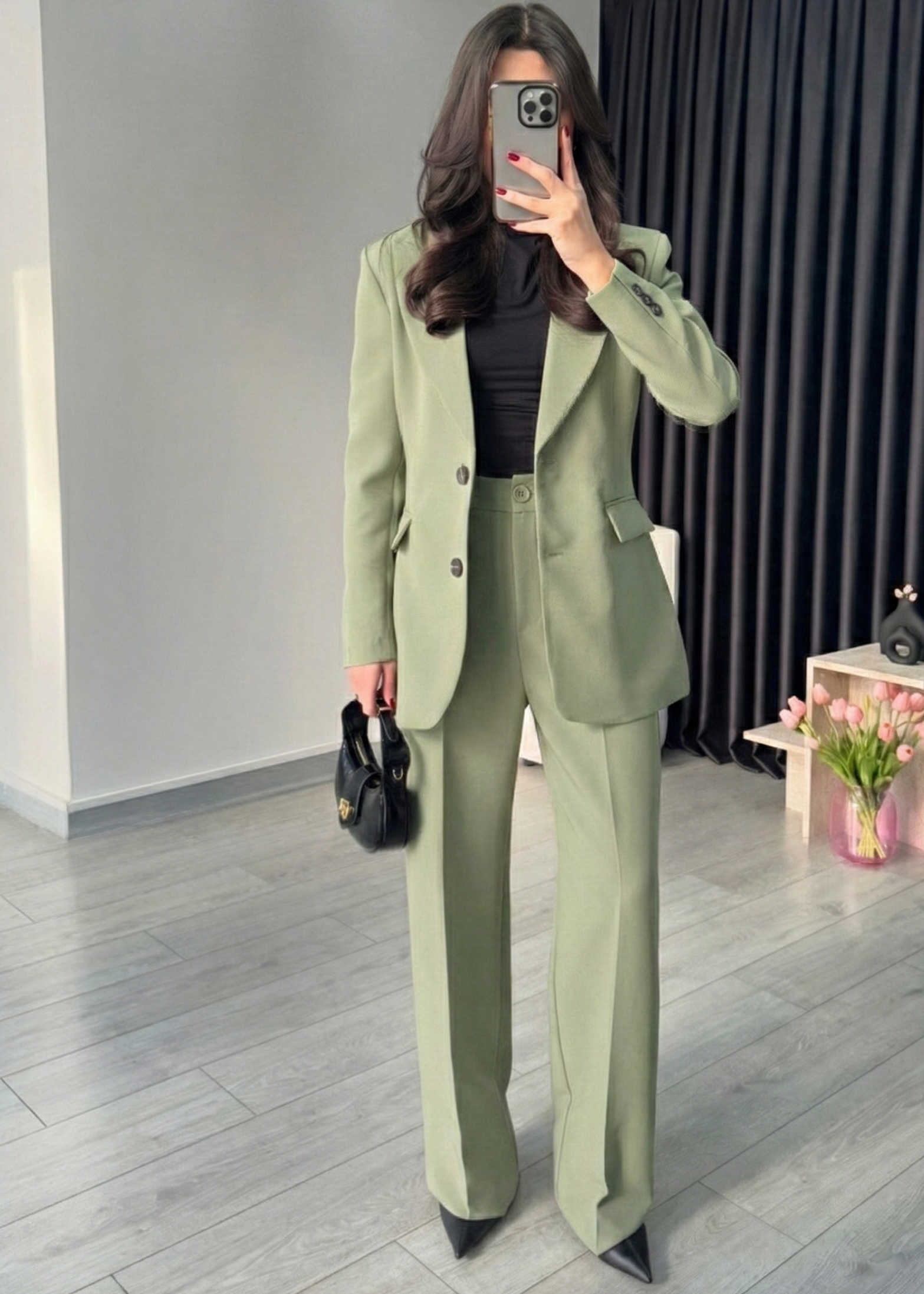 Ensemble tailleur épure - Kaki clair