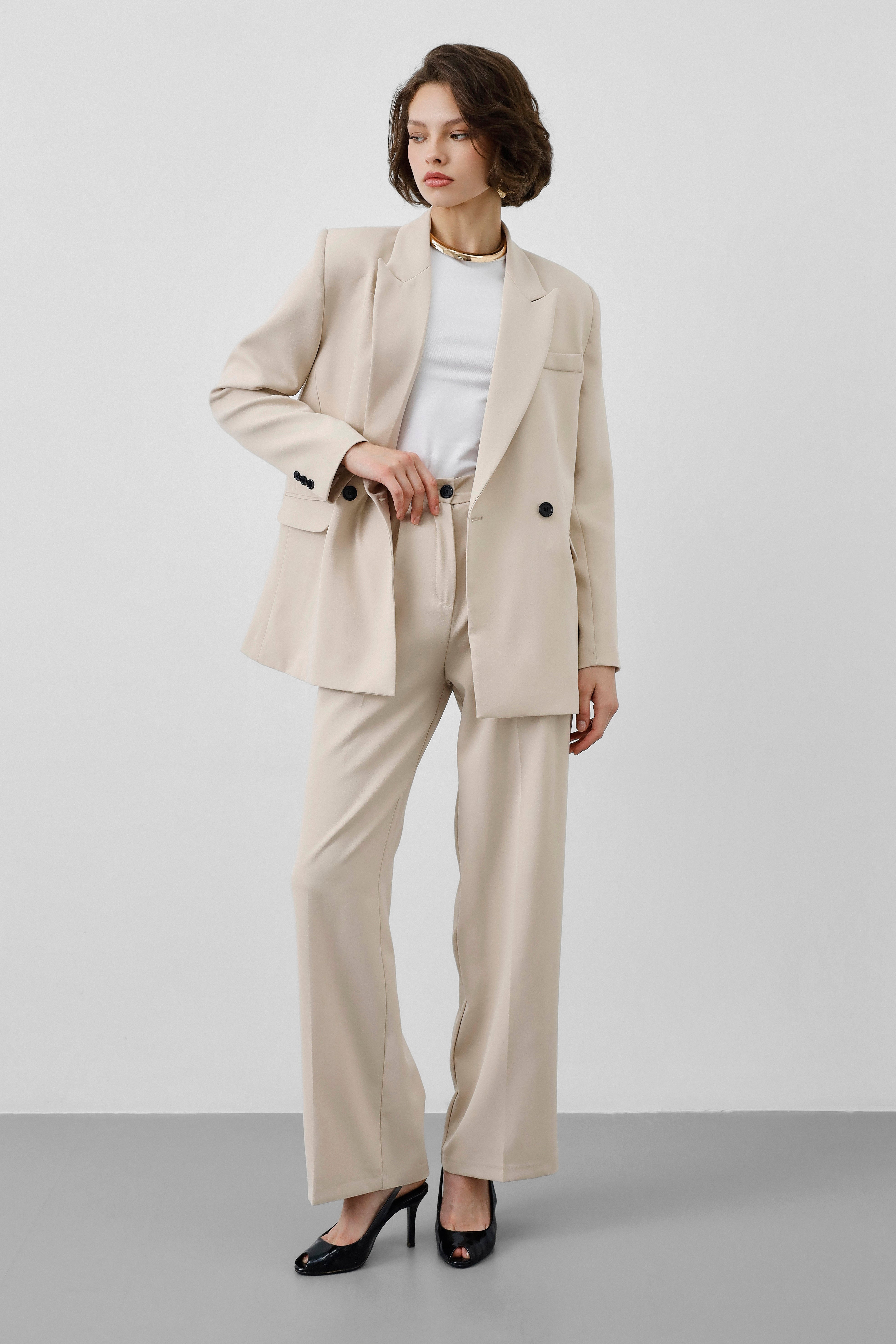 Ensemble tailleur / Veste croisée - Crème