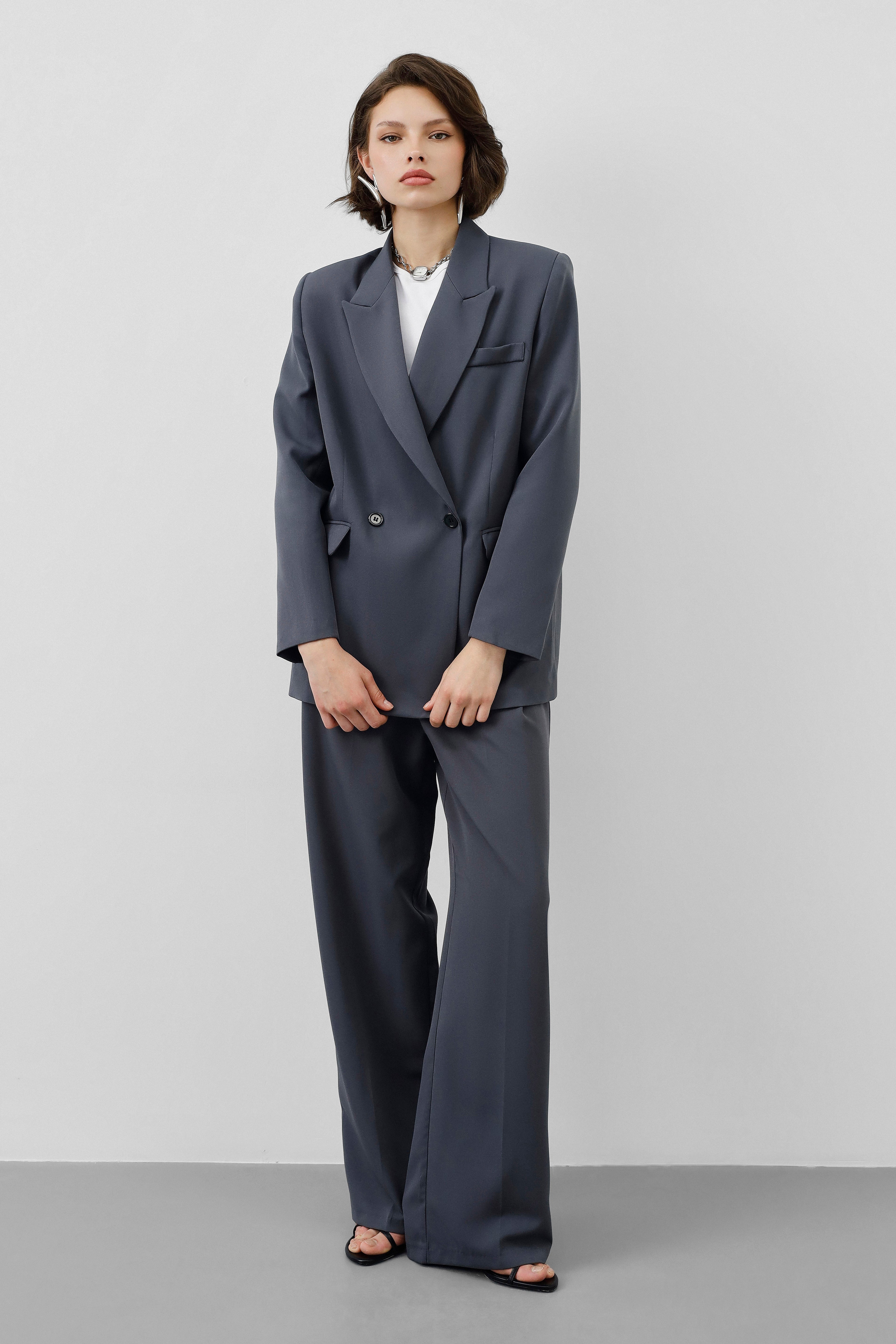 Ensemble tailleur / Veste croisée - Gris foncé