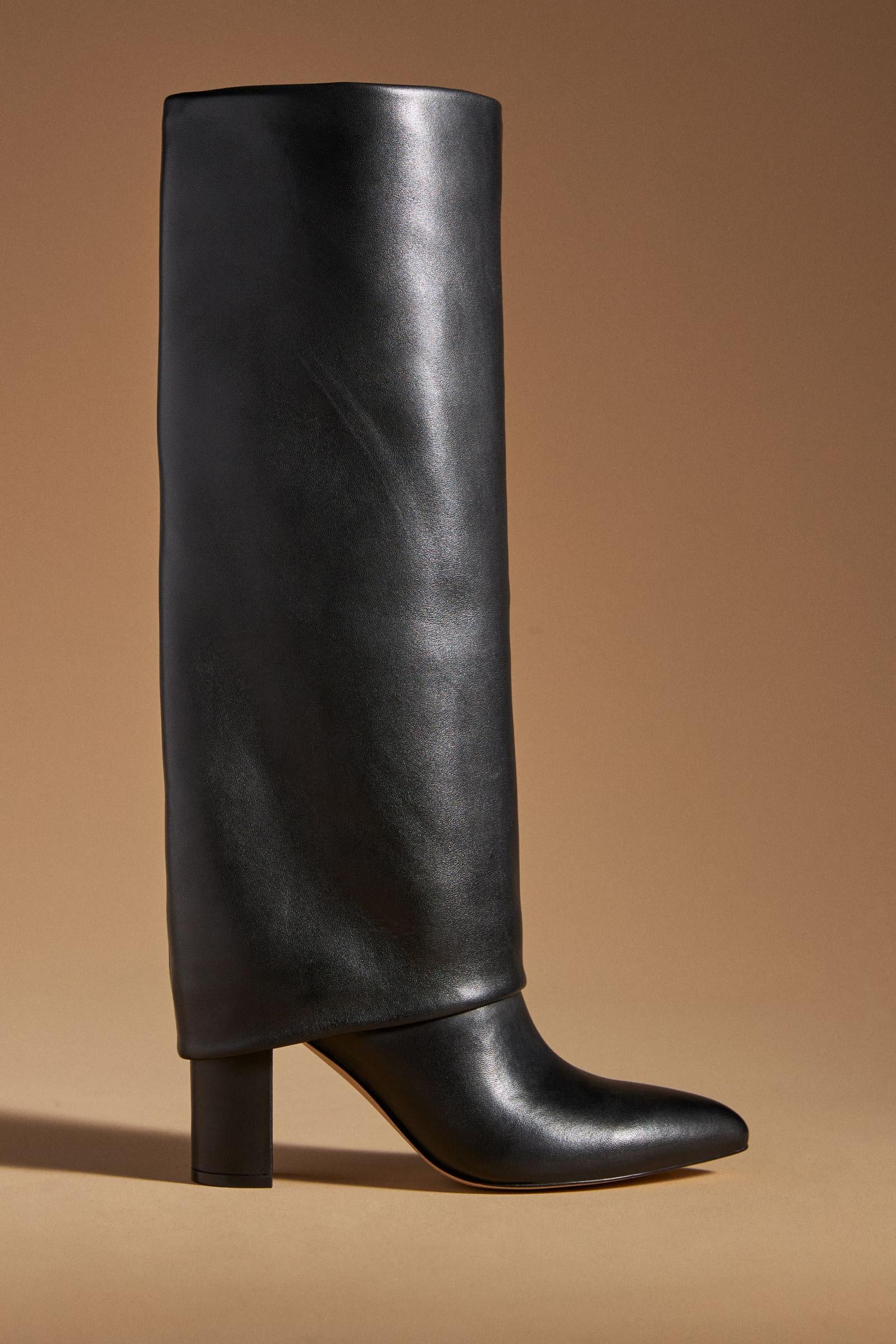 Bottes en cuir noir effet pantalon