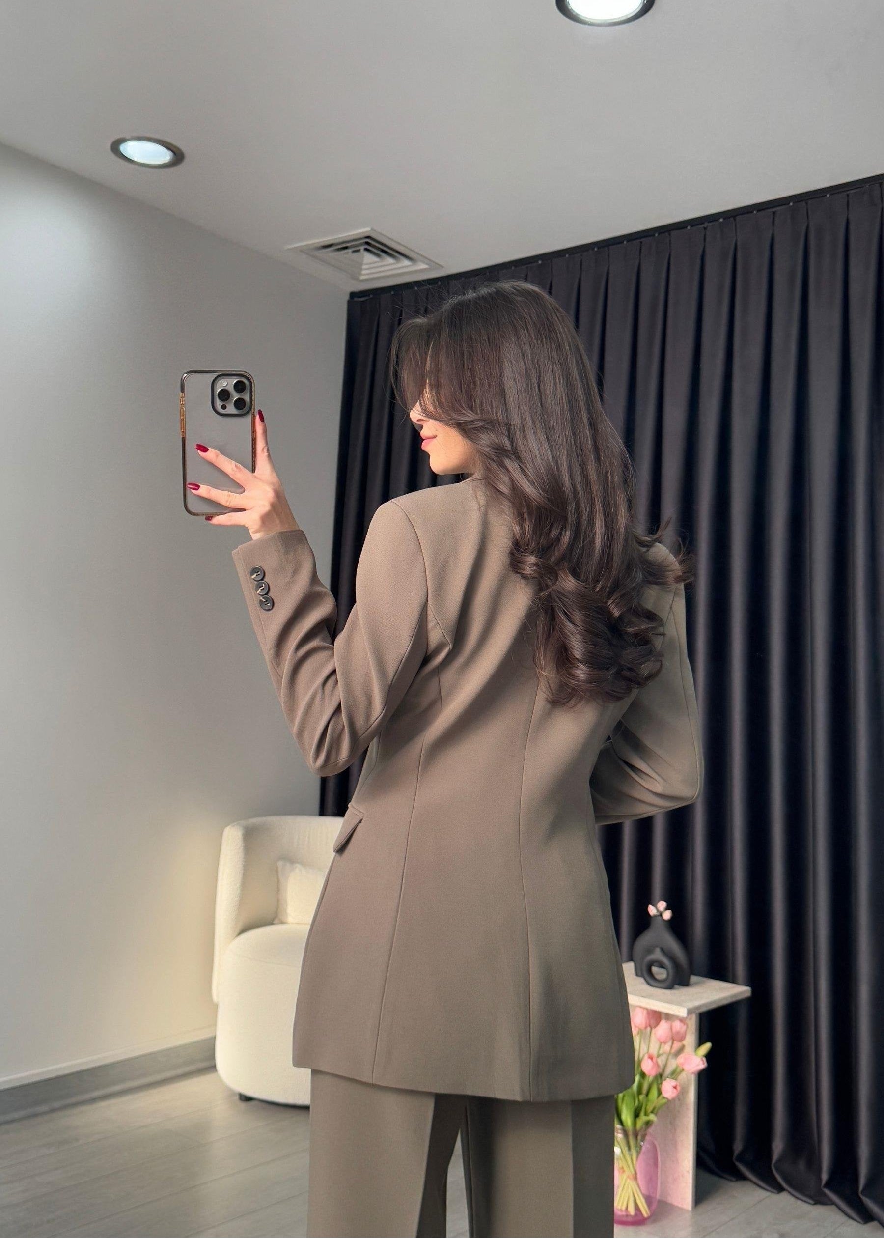Ensemble tailleur épure - Beige Taupe