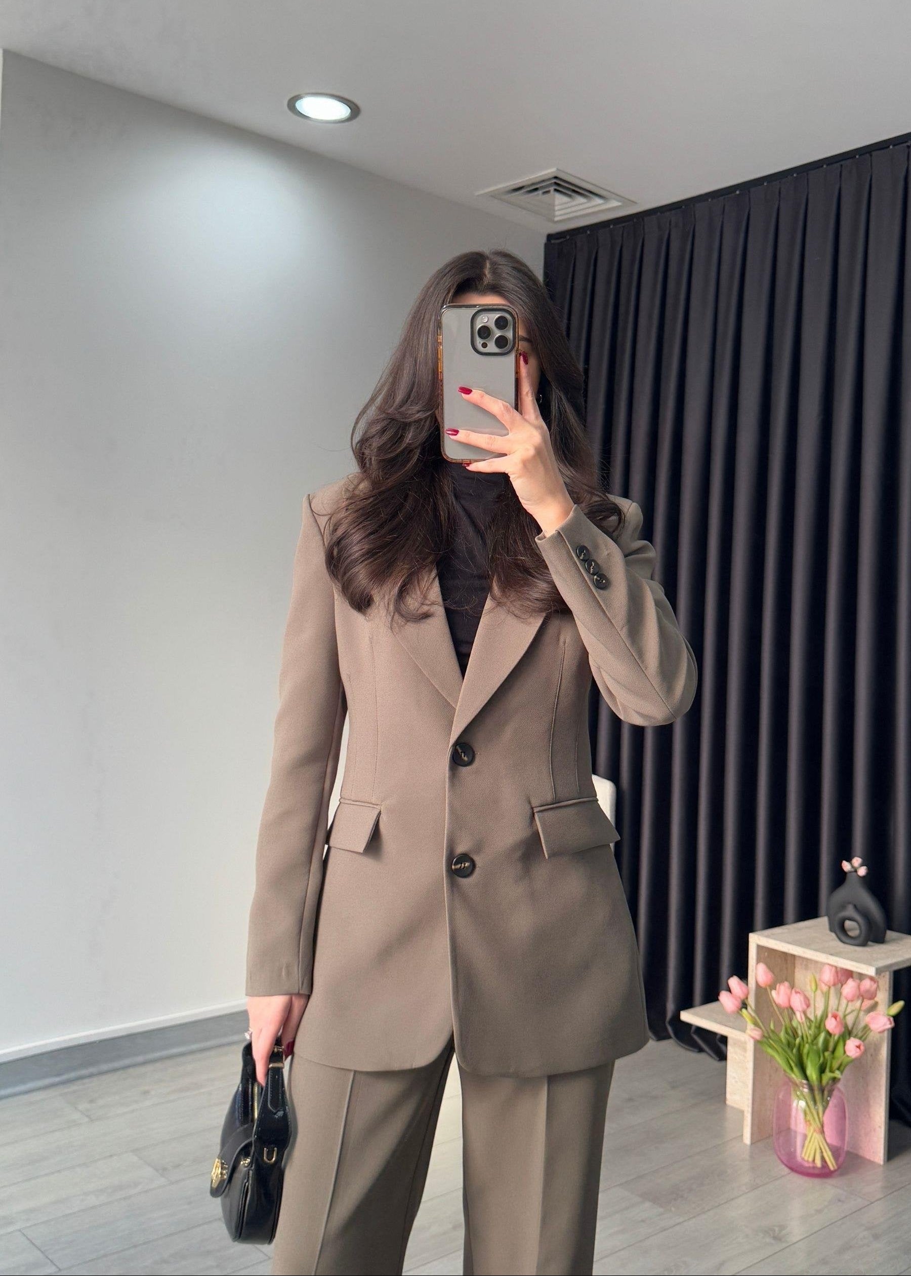 Ensemble tailleur épure - Beige Taupe