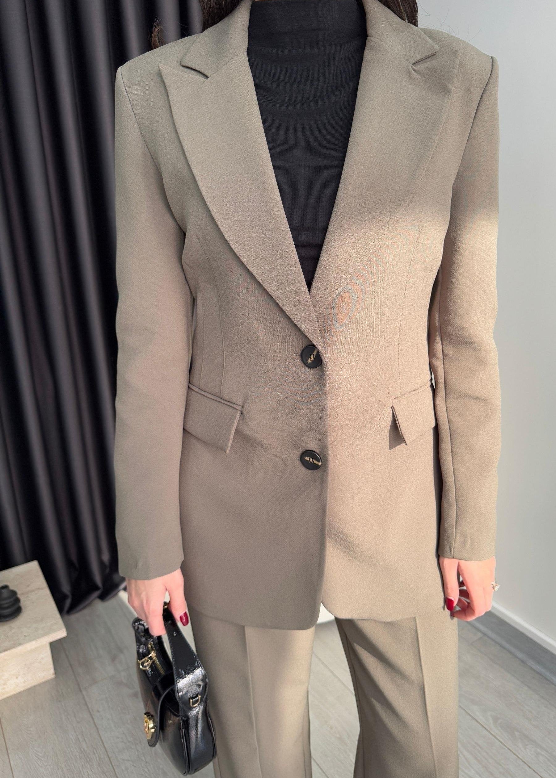 Ensemble tailleur épure - Beige Taupe