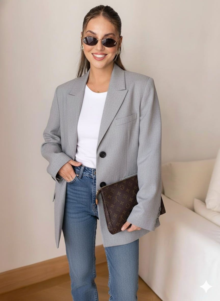 Blazer Oversize Gris Clair