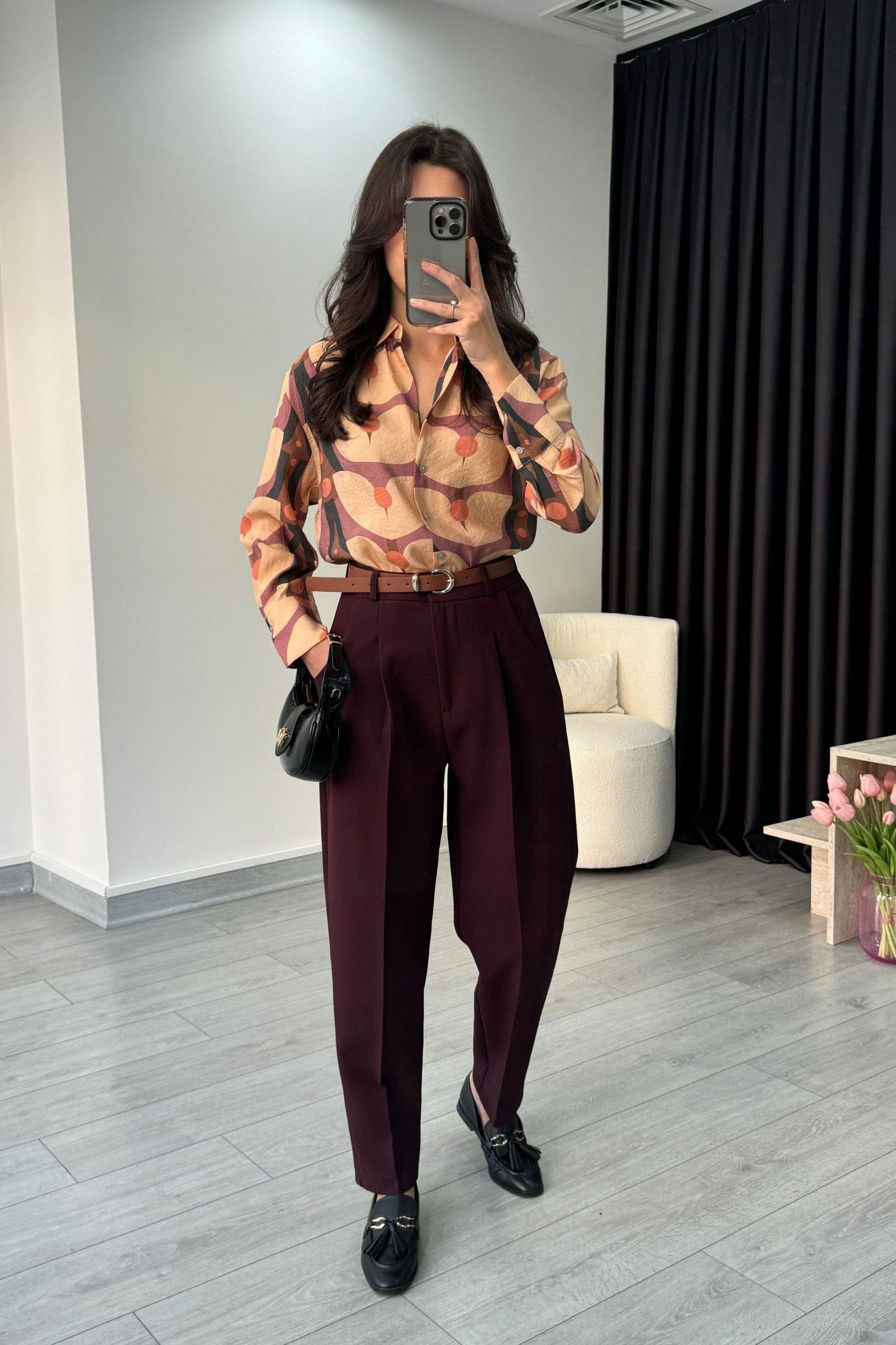 pantalon carrot fit Burgundy