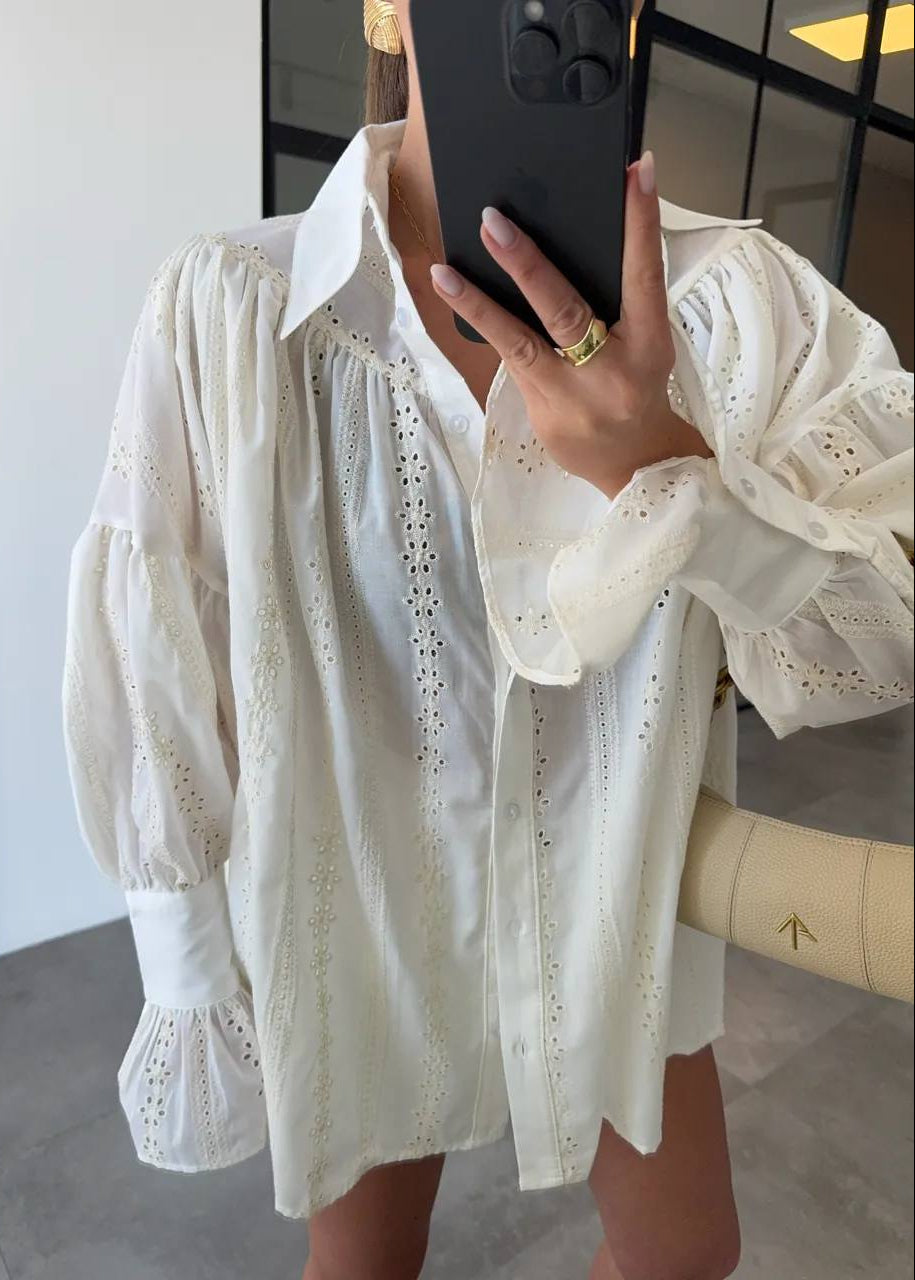 Chemise à volants - Crème