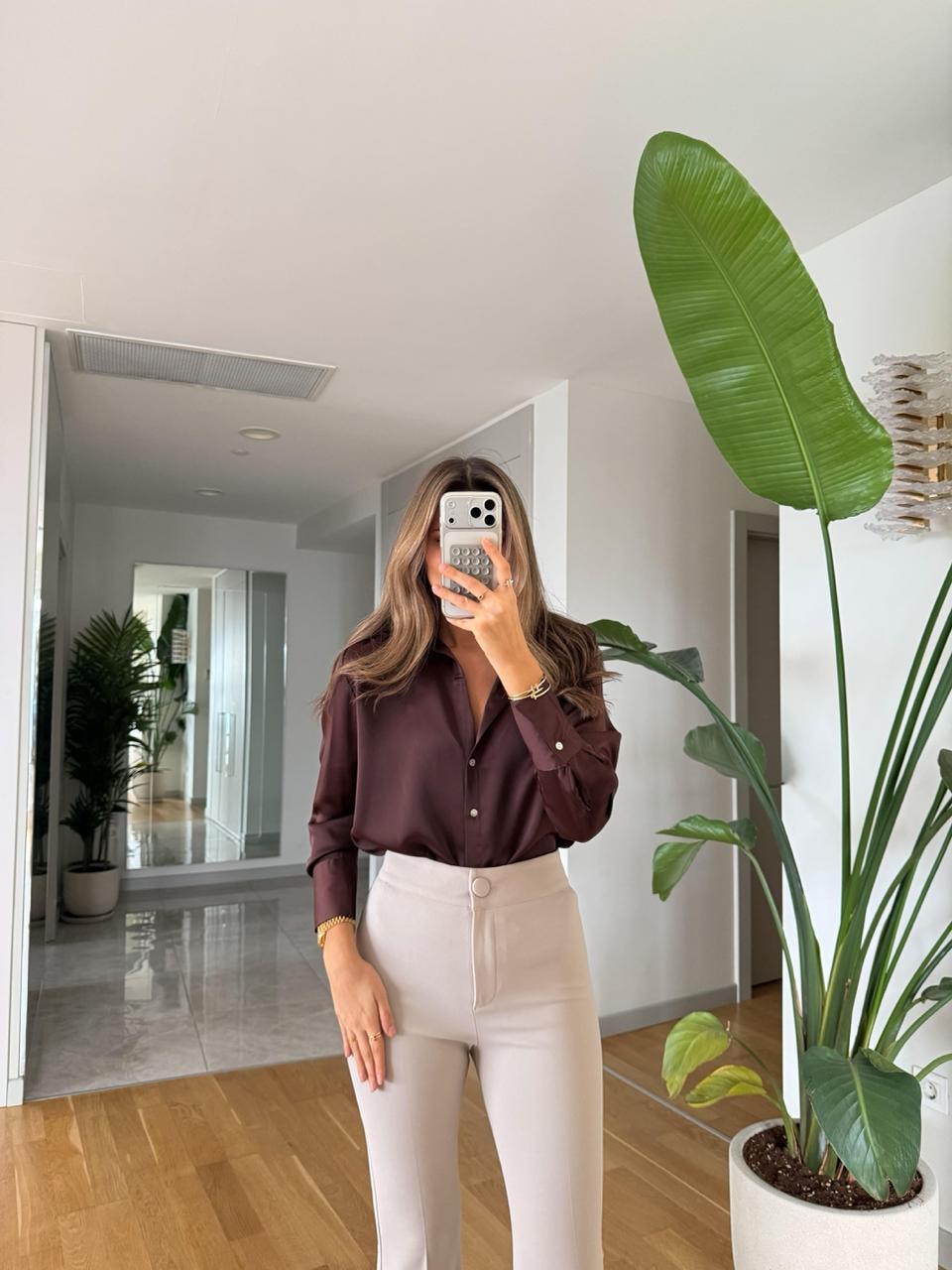 Chemise satiné - Marron