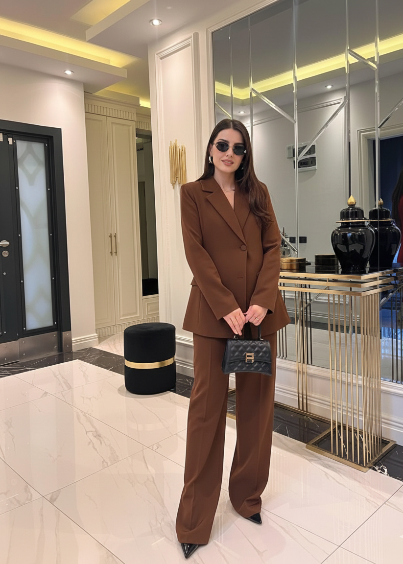 Ensemble Blazer & Palazzo - Marron