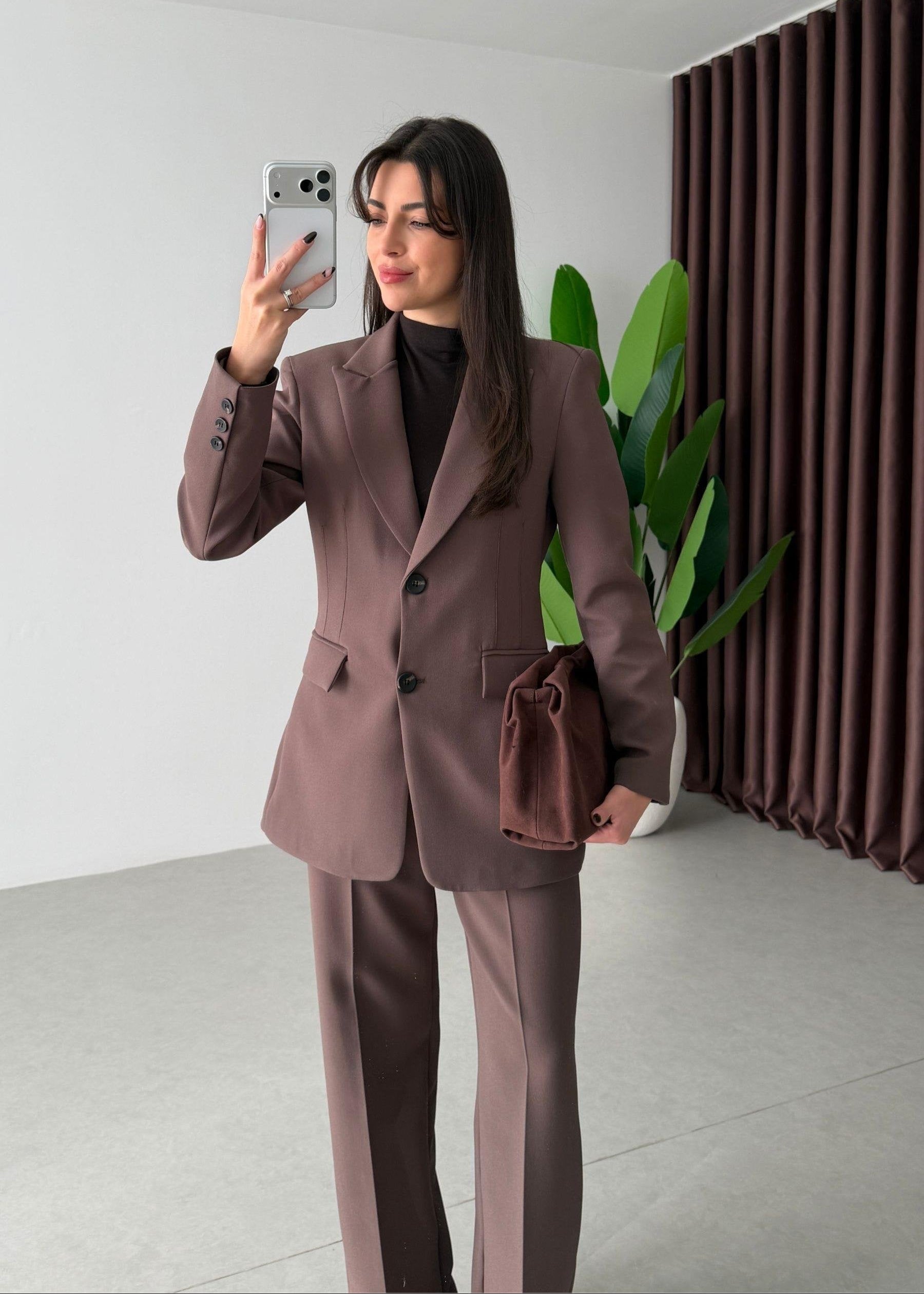Ensemble tailleur épure - Marron Taupe