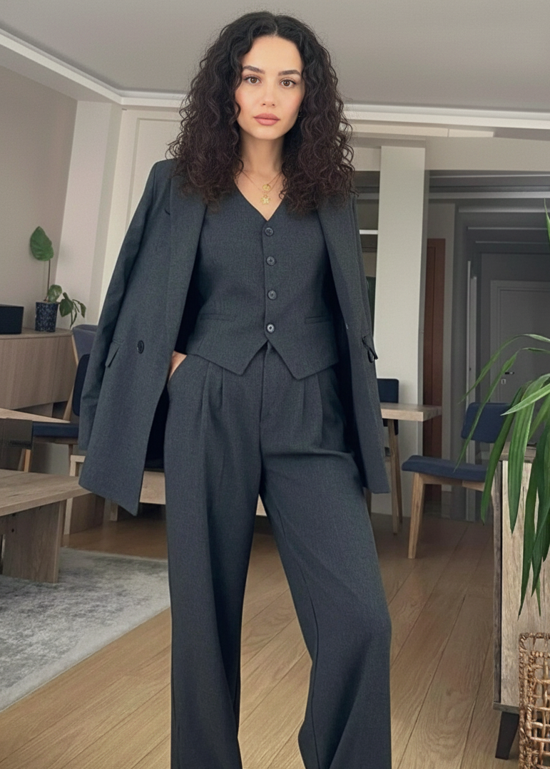 Ensemble tailleur 3 pièces - Gris ardoise