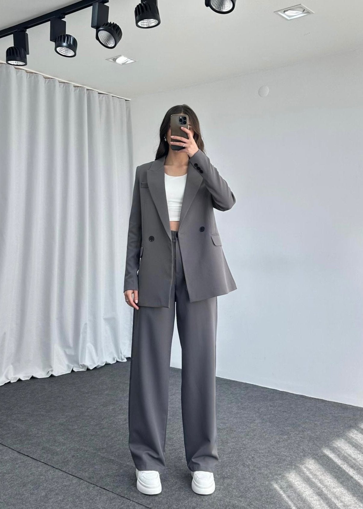 Ensemble tailleur / Veste croisée - Gris foncé
