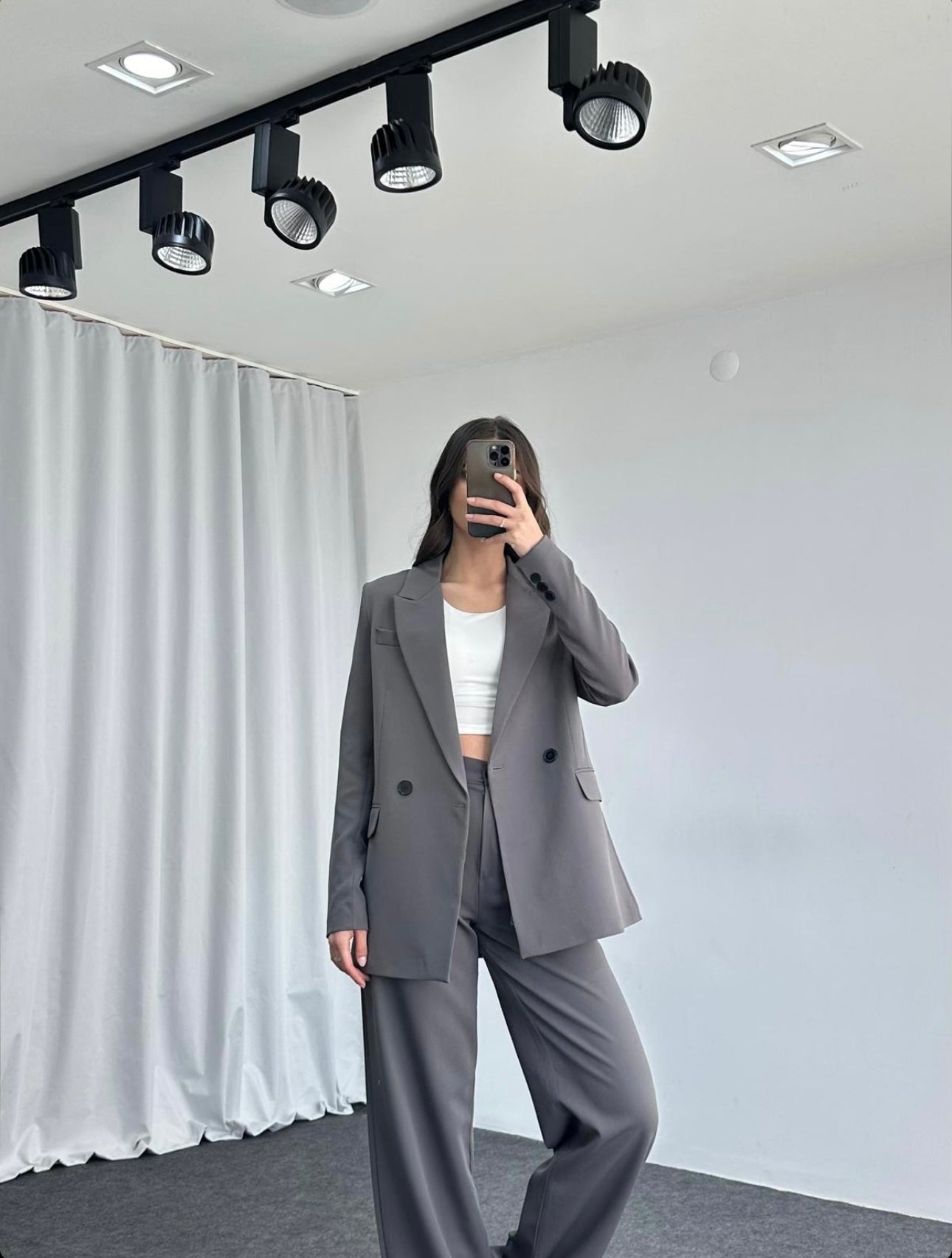 Ensemble tailleur / Veste croisée - Gris foncé
