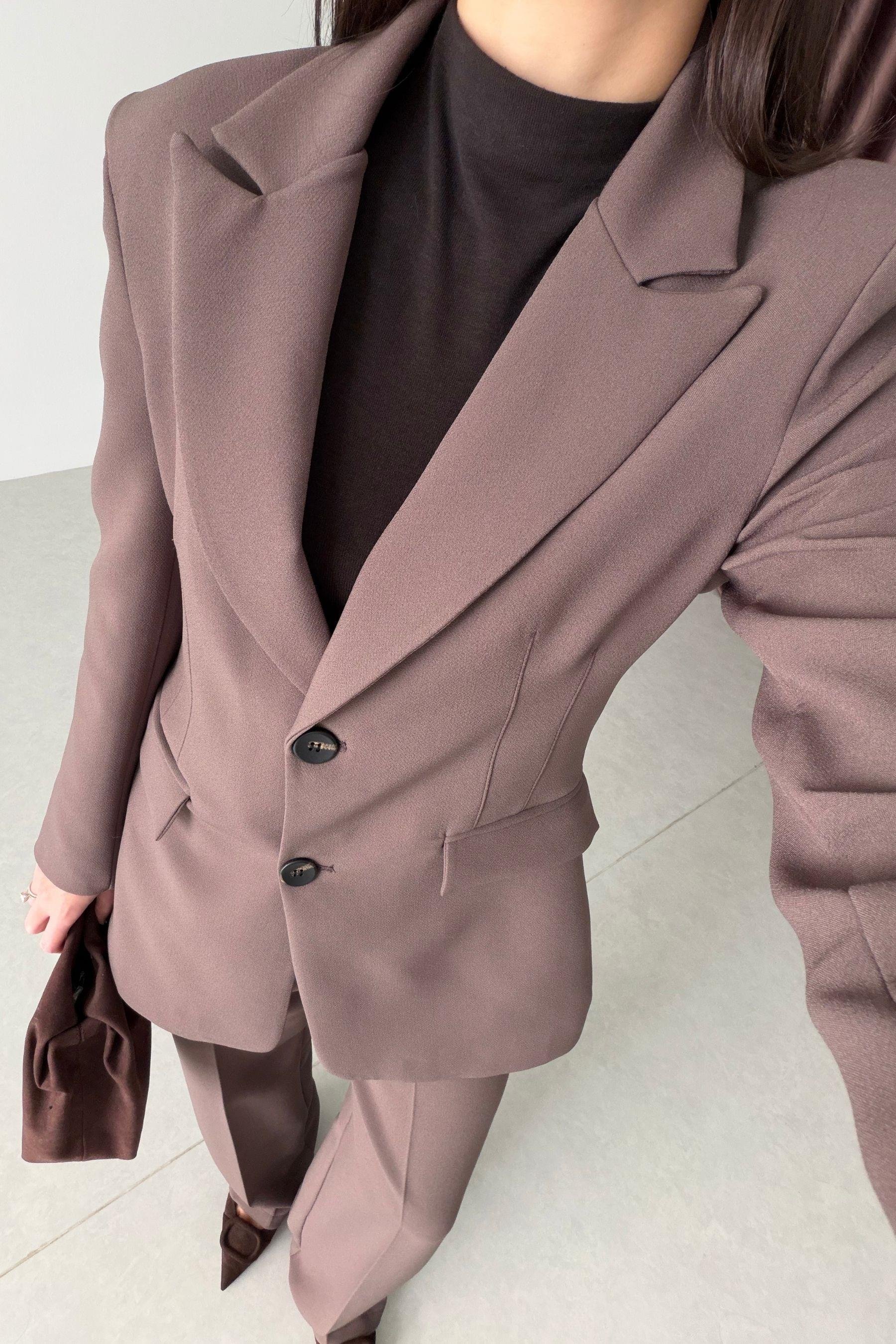 Ensemble tailleur épure - Marron Taupe