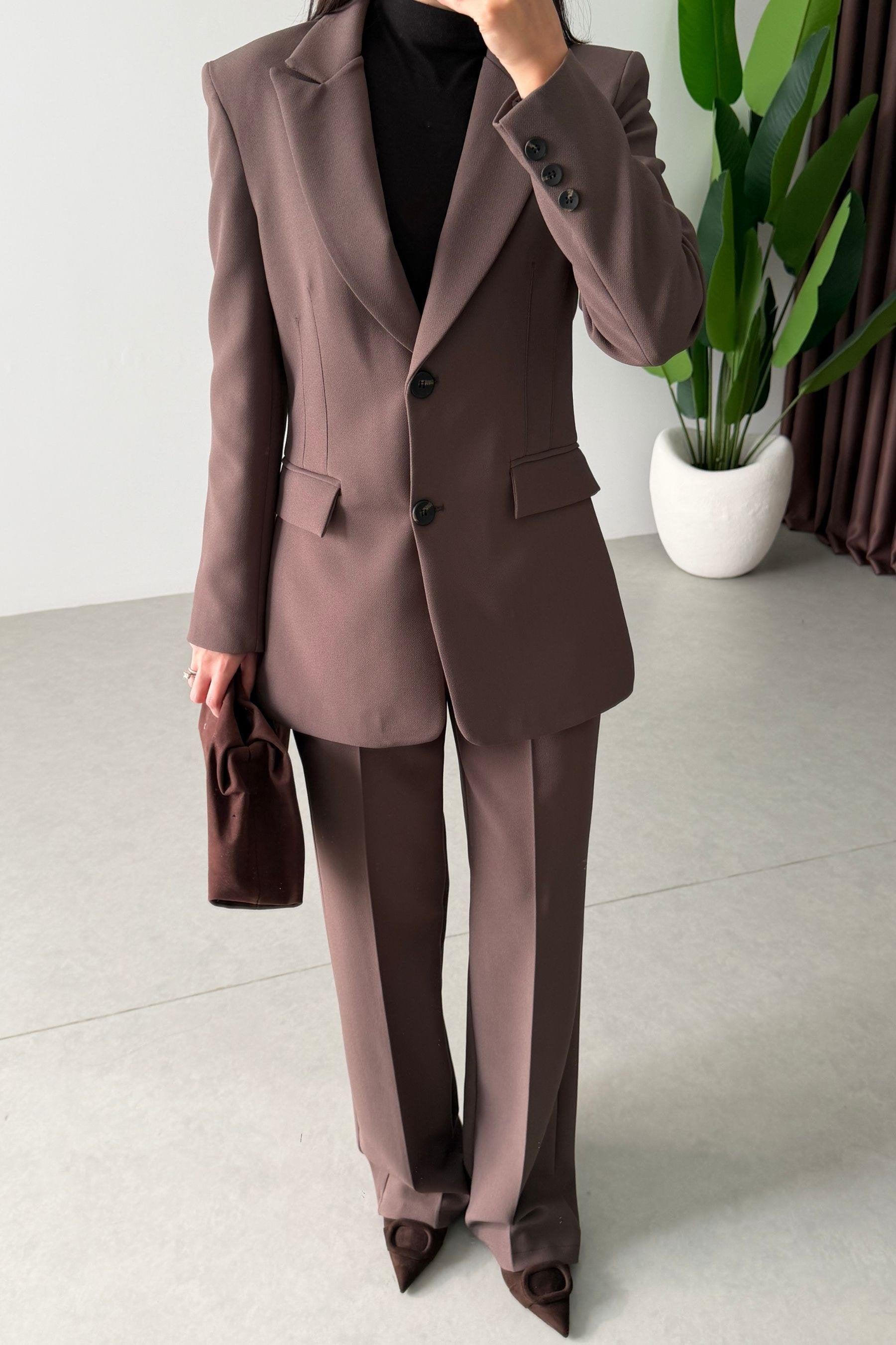 Ensemble tailleur épure - Marron Taupe
