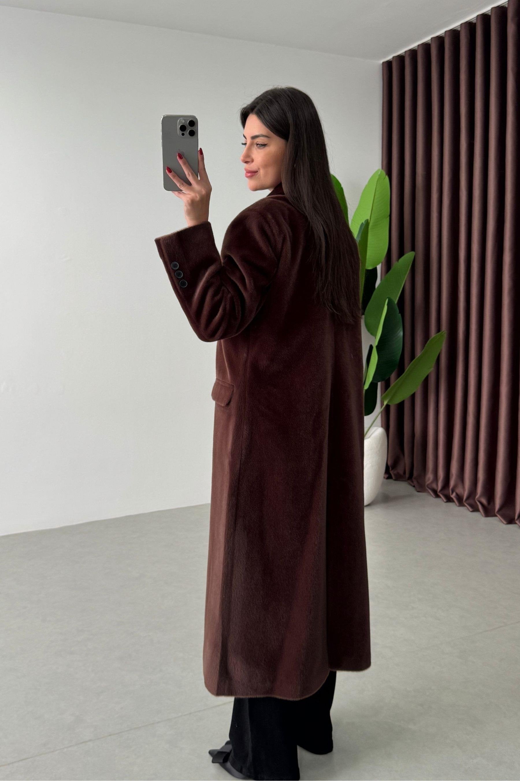 Manteau long en fourrure - Marron