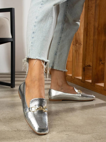 Mocassins Plats Femme Rampage Paillettés - Noir Argenté, Pointure US 5, Confortables