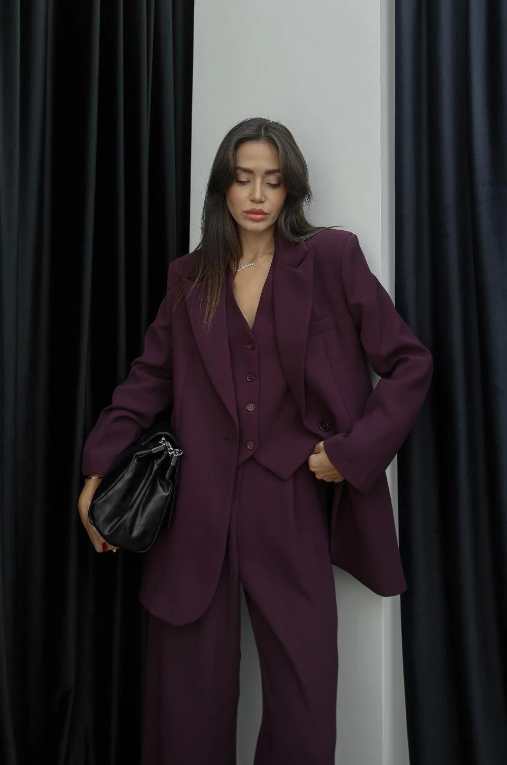 Costume trois pièces - Mauve foncé