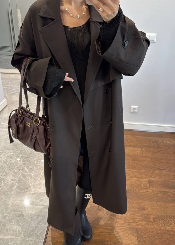 Trench Déstructuré Elégant - Marron foncé