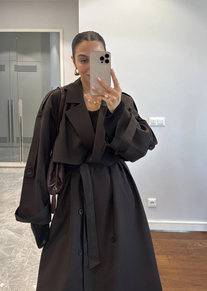 Trench Déstructuré Elégant - Marron foncé