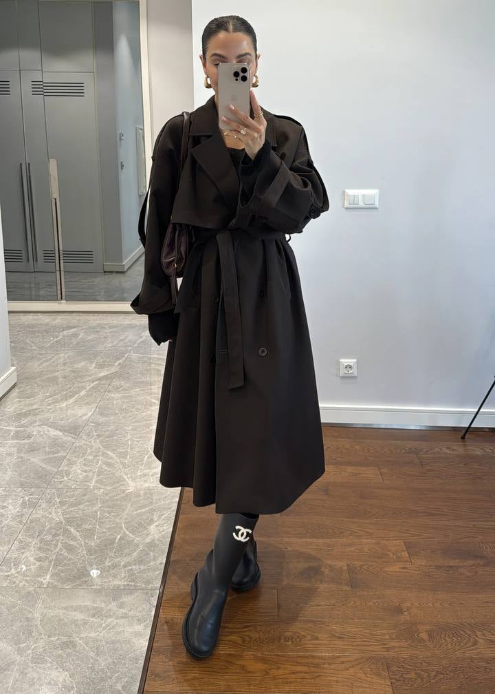 Trench Déstructuré Elégant - Marron foncé