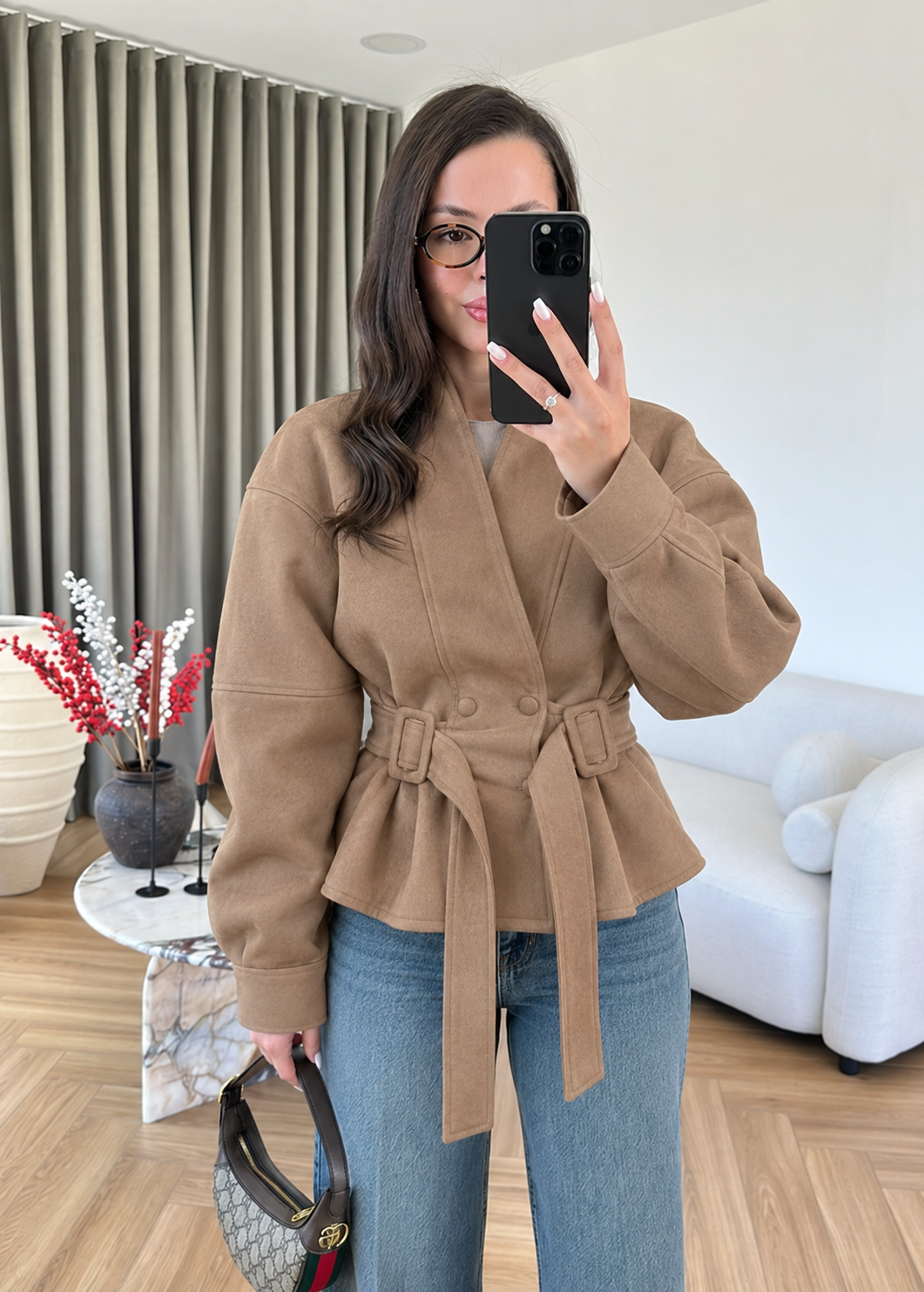 Veste en Daim Freya — Tabac