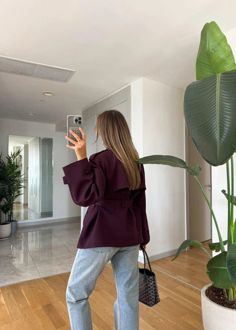 Trench-coat court ceinturé - Bordeaux