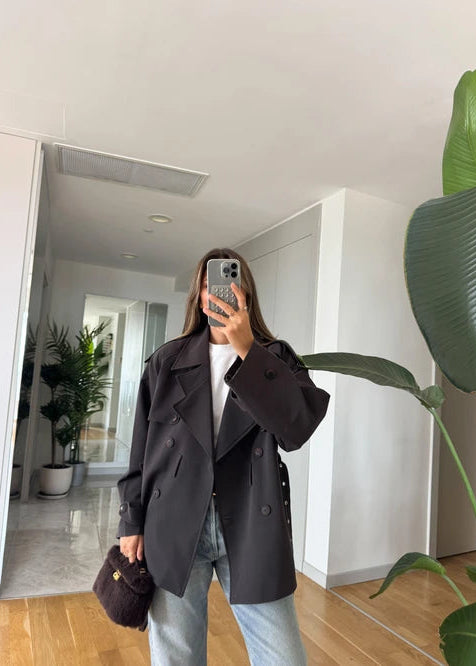 Trench-Coat court ceinturé - Noir