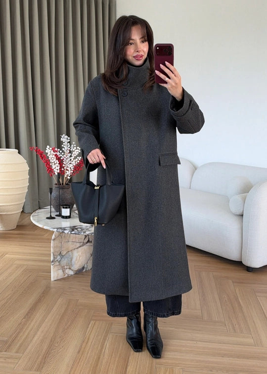 Manteau Long Astrid — Gris Ardoise