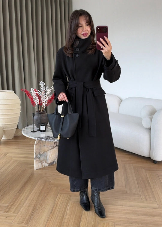 Manteau Long Astrid — Noir Intense