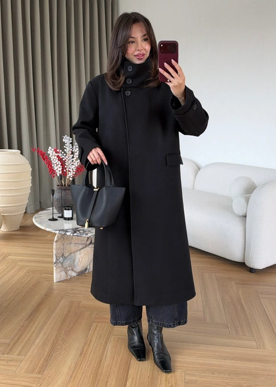 Manteau Long Astrid — Noir Intense