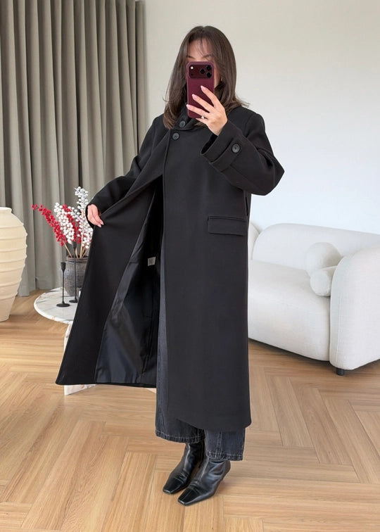 Manteau Long Astrid — Noir Intense