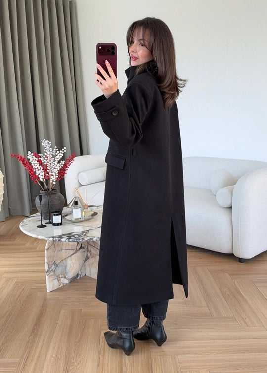 Manteau Long Astrid — Noir Intense
