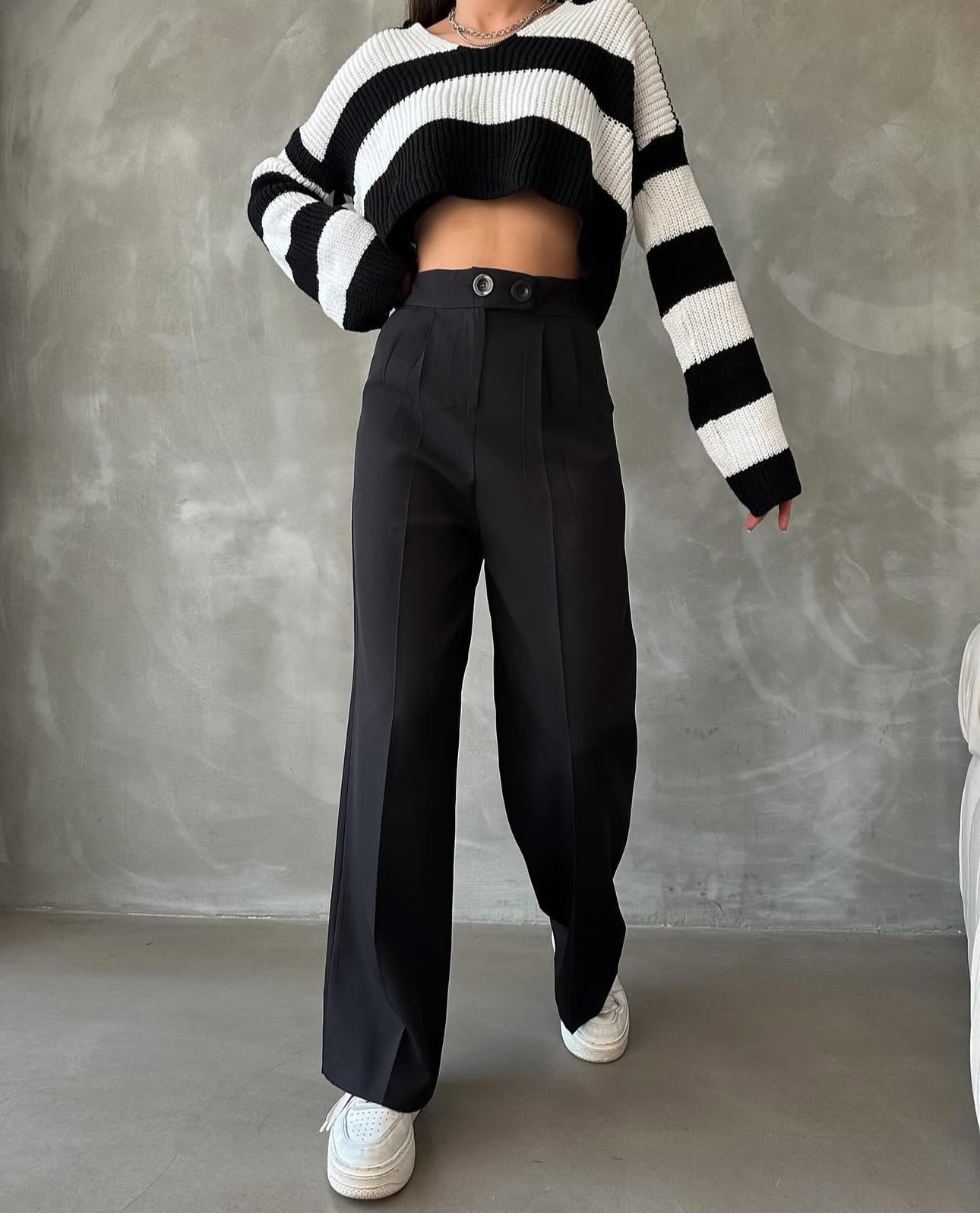 Pantalon Palazzo Taille Haute élégant - Noir