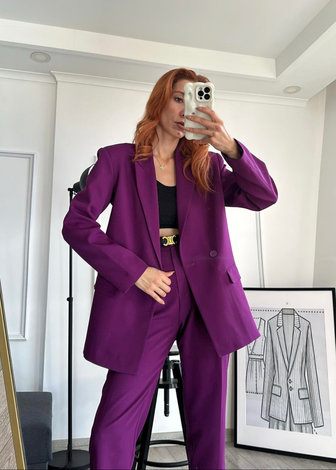 Ensemble tailleur / Veste croisée - Prune