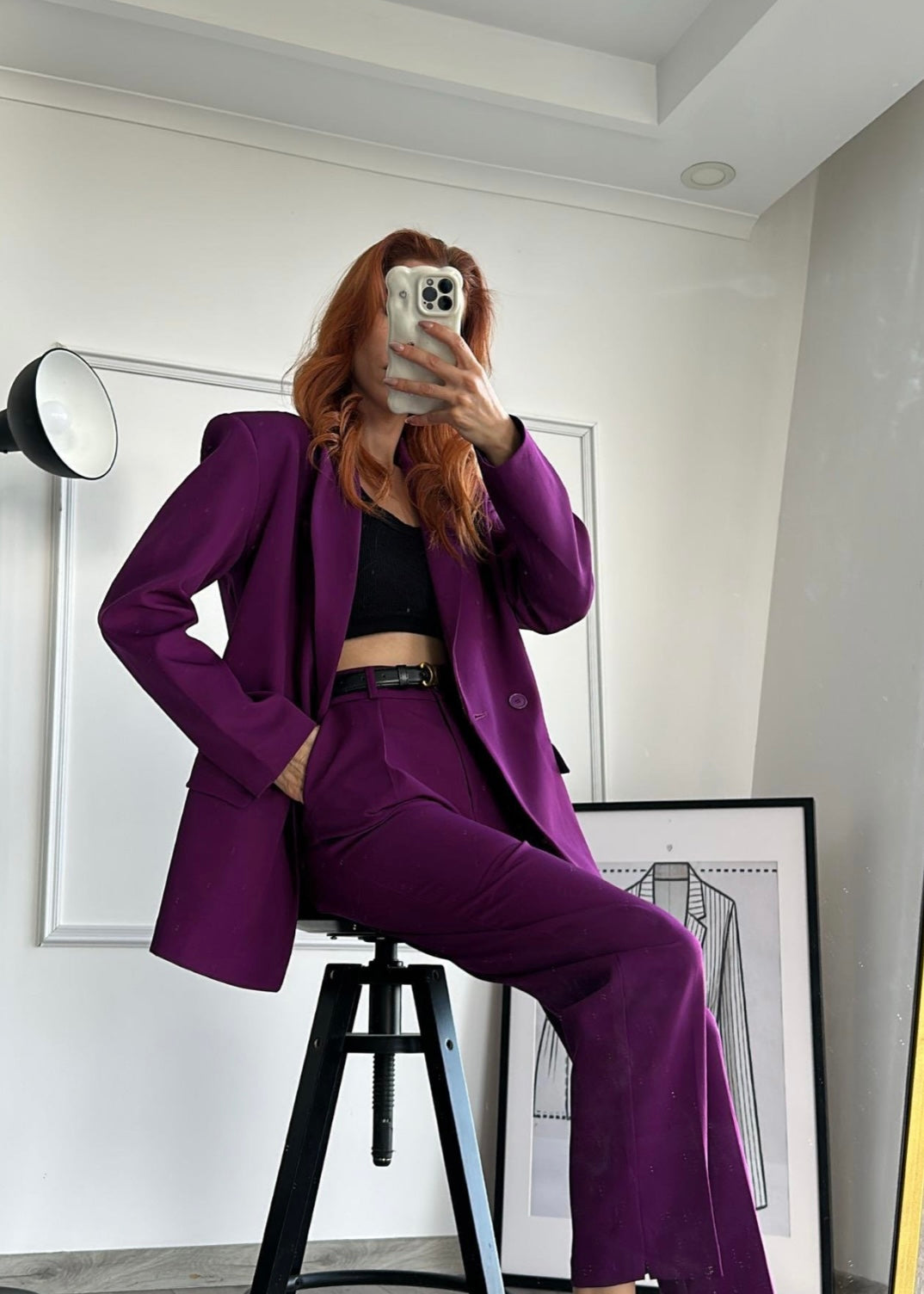 Ensemble tailleur / Veste croisée - Prune