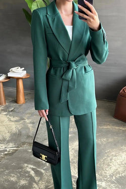 Ensemble tailleur avec ceinture Vert foncé