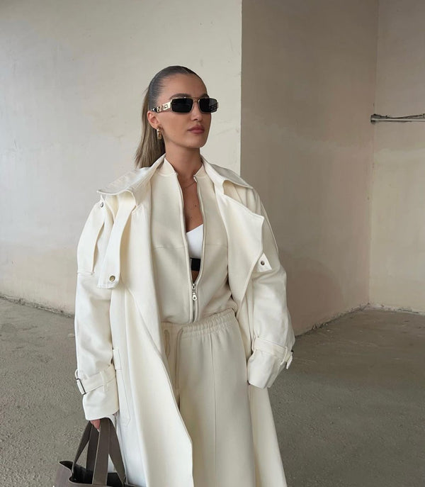 Trench-coat blanc cassé