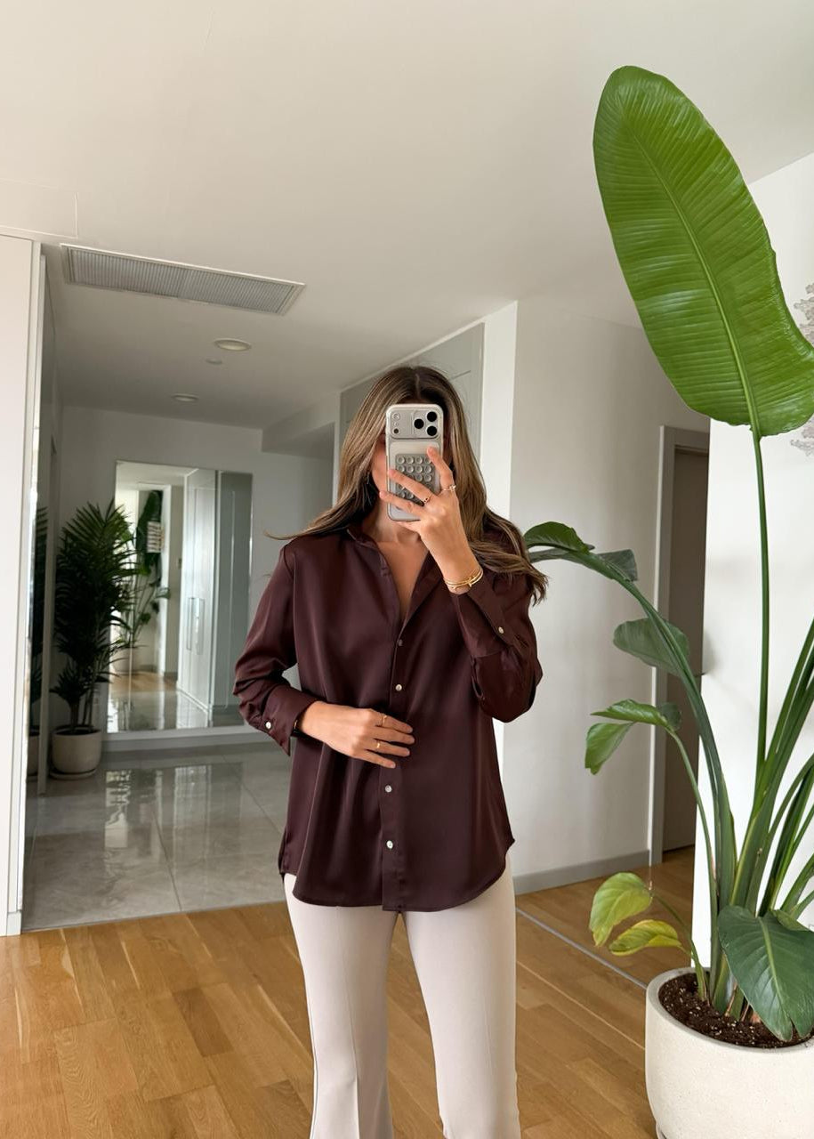 Chemise satiné - Marron